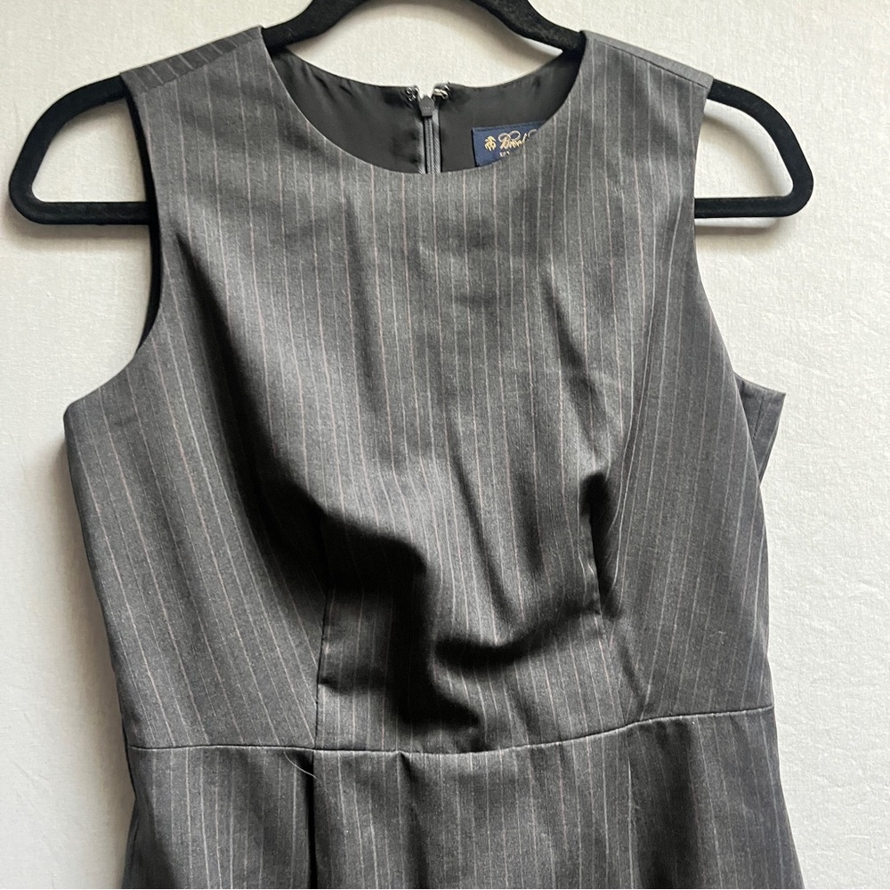 Brooks Brothers 100% Wool Pinstriped Grey Pinstripe Midi Dress Sz 2 - Picture 6 of 11